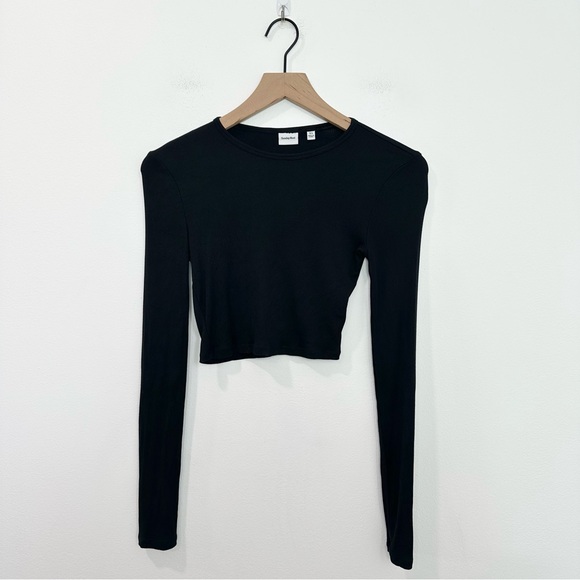 Aritzia Sunday Best Bliss Cropped Long Sleeve Top in Black Size XS - Picture 2 of 5